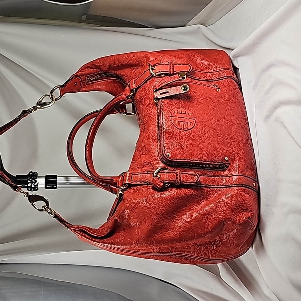 Antonio Melani Vintage Red Leather Satchel/Hobo/Shoulder Bag